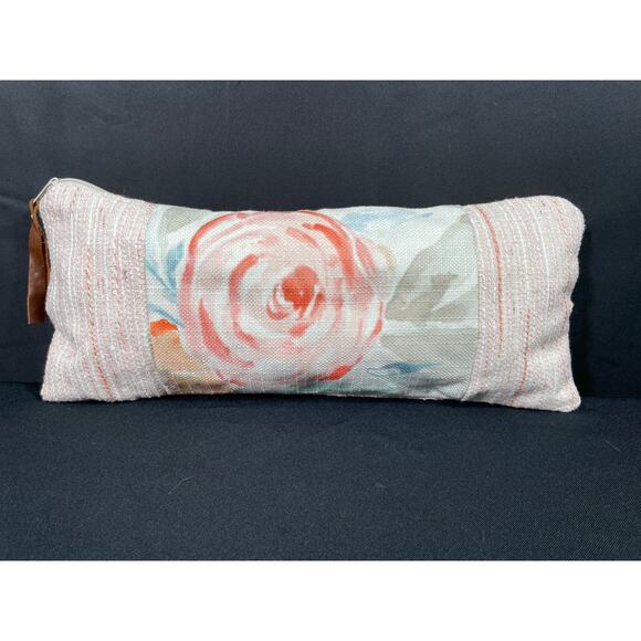 Handmade Large Travel Bag, Makeup Tote, One of a Kind, Pink Rose - Picture 1 of 6